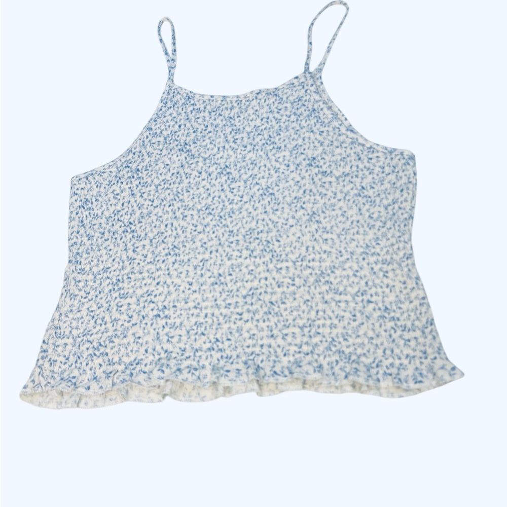 Paper Crane Blue Smocked Ruffled Camisole EUC BOX31